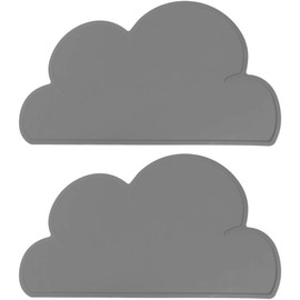 Manteles individuales para bebés, manteles de silicona para niños pequeños, mantel individual para alimentación resistente al calor con forma de nube, 2 piezas(Gris)