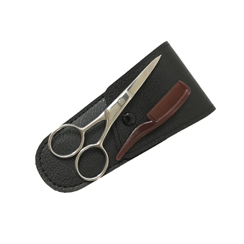 minkissy 2 Sets Professional Beard Shears Scissors Comb Kit Storage