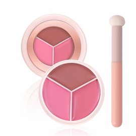 Rubor en crema ultrasuave de 3 colores para mejillas, Pincel Incluido                                                                                 