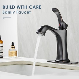 Sanliv Bathroom Faucet, Oil Rubbed Bronze Single Handle Bathroom Faucet for Sink One or 3 Hole Centerset Brass Lavatory Vanity Faucet, Farmhouse Bathroom Faucets with Drain Assembly ORB
