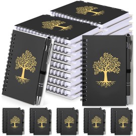 Trandraft 20 Pack Pocket Small Notebooks with Pen Tree of Life Writing Journal A6 Lined Hardcover Journals Notebook Bulk for Travel, Business, Work, Office, School Note Taking Diary (Black Color)