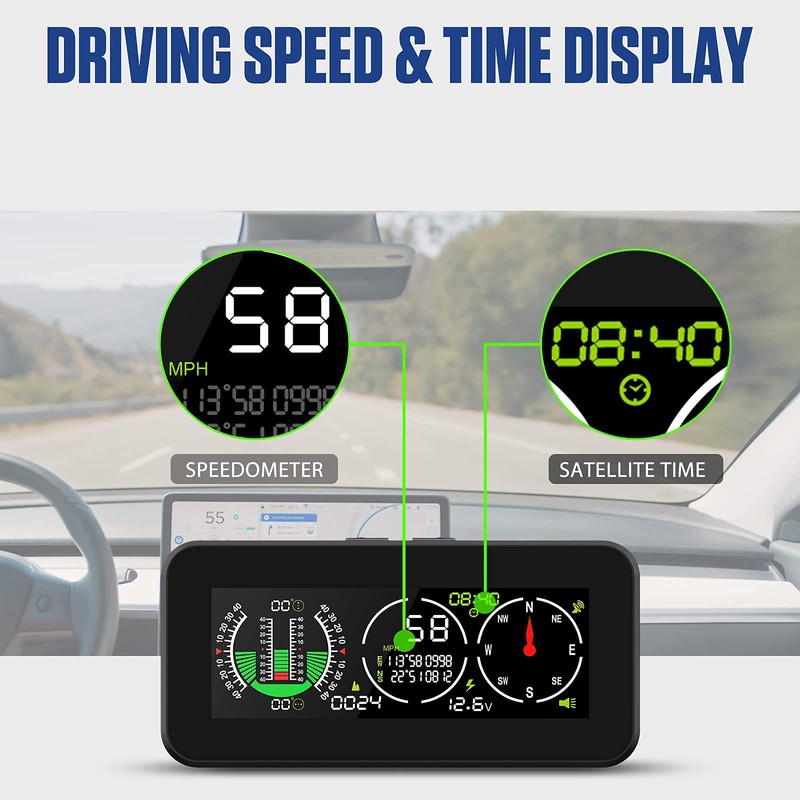 MOTOCOCHE GPS Digital Inclinometer Car Digital Inclinometer for Off-Road Vehicles,