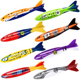 DIYDEC Pack of 8 Diving Toys, Torpedo Toy, Swimming Pool Toy for Children, Summer Underwater Game and Diving Training