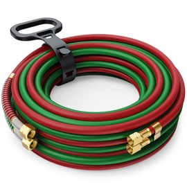 ARCCAPTAIN Grade T Oxygen Acetylene Hose, 1/4" x 50 FT with 9/16"-18 B Fittings and Spring Guards, Welding Torch Hose for Oxy Acetylene Flame Welding and Cutting