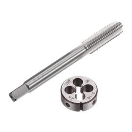 sourcing map 2pcs Tap and Die Set, 5/16-24 UNF Left Hand Thread Tap & Round Die, Tapping Threading Tool Tap & Die Kit for Nut Screw Bolt Thread Repair