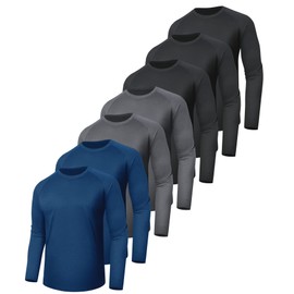 7 Pack Long Sleeve Shirts for Men - Quick Dry Moisture Wicking Sun Protection UV UPF T-Shirts for Fishing Workout Gym
