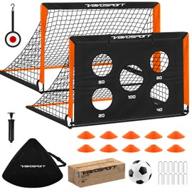 2 Pack Kids Soccer Goals for Backyard Set, 4x3 ft Portable Pop Up Soccer Goal, Kids Soccer Net Training Equipment with Soccer Target, Ball, Cones, for Ages 3-12 Outdoor Sports Games Gifts