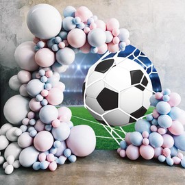 Laeacco 7.2x7.2ft Soccer Round Backdrop Football Stadium Soccer Pitch Goal Circle Backdrop Cover Spotlight Grass Field Photo Background for Children Adults Birthday Sports Club Portrait Booth Props
