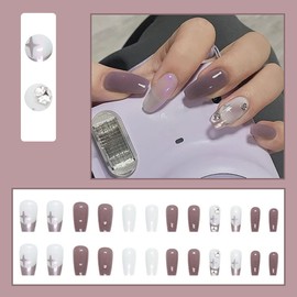 Nail Tips, Aurora French, Purple, Medium Length, Adult Ceremonies, Receptions, Parties, After-parties, Wedding Nails