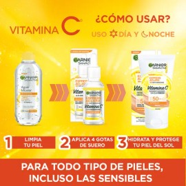 Kit Garnier Express Aclara: Micelar, Serum y Todo-en-1 Tono Medio