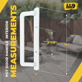 PGT 10" Sliding Glass Door Interior Handle with Thumb Latch Lever and Screws | Inside Handle Replacement w/ 3-7/8" Hole Spacing | Fix and Repair PGT Door Hardware - White