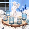 NITIME 20pcs Ribbed Blue Votive Candle Holders, Assorted Tea Lights