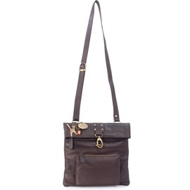 Catwalk Collection Handbags - Damen Leder Umhängetasche - Crossbody Bag Klein - Messenger Bag mit Verstellbarer Schultergurt - DISPATCH - Braun