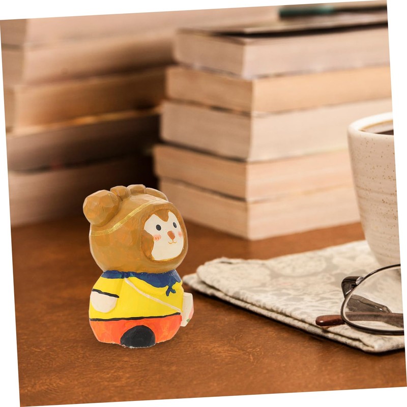 Tofficu Unique Monkey Figurine Wooden Decor Ornament for Monkey Decor