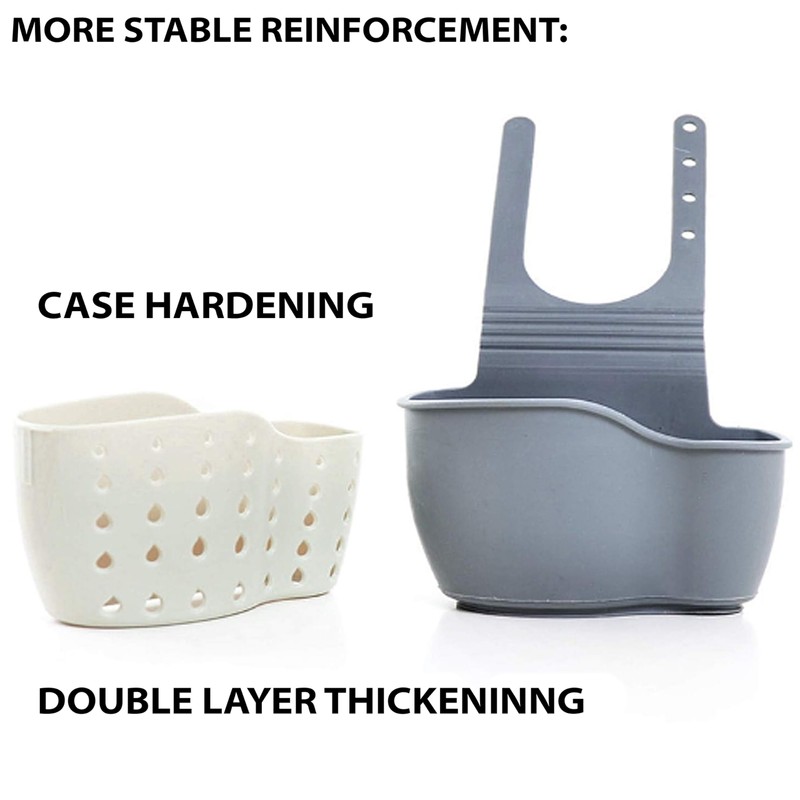 Kitchen Sink Caddy - Silicone Plastic Soap Sponge Holder -