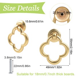 UFURMATE Drawer Handles, 6Pcs Vintage Cabinet Pull Handles Zinc Alloy Single Hole Dresser Ring Pulls Furniture Knobs for Drawer Cupboard Wardrobe Door (Gold Flower)