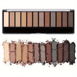 Hxssll 12 Colors Eyeshadow Palette – Neutral Warm Tone Matte & Glitter Eye Makeup Palette, High Pigment Waterproof Eyeshadow Kit for Women – Blendable Natural Brown, Nude, Rose Gold Shimmer Makeup 01#