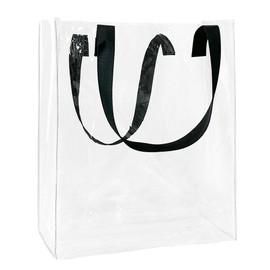 TotePrint Clear Bag with Black Handles for Stadium Events 14x 12 x 4 inches Waterproof and Sandproof Transparent Plastic Beach Tote Bag for Women (Clear)