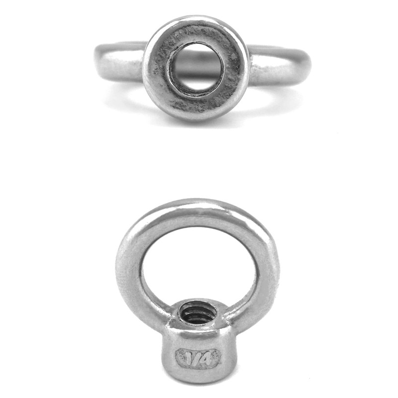 QWORK Lifting Eye Nut, 4 Pack, 1/4" UNC Marine Grade