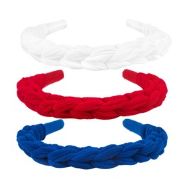 YanJie 4th of July Red White Blue Braided Headband for Girls Toddler Teen Baby Girl Headbands Independence Day Theme Party Hair Accessories