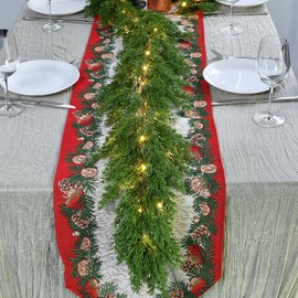 Norfolk Pine Garlands with Light,(6,2 FT) Tree Garland Christmas Decor