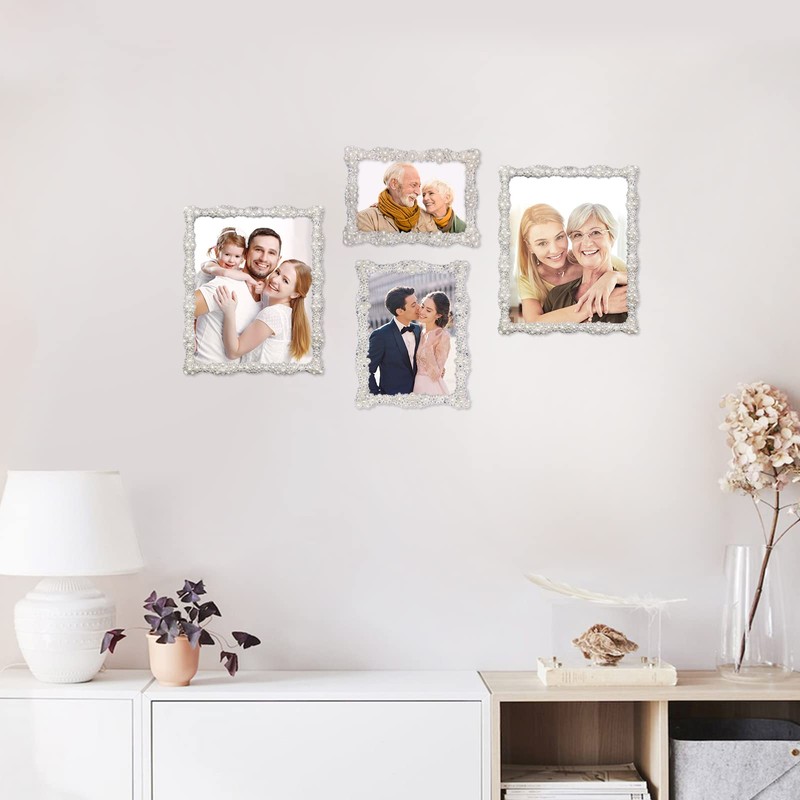 DIKAR 8x10 Picture Frame with Pearl for Wedding, Silver Plated