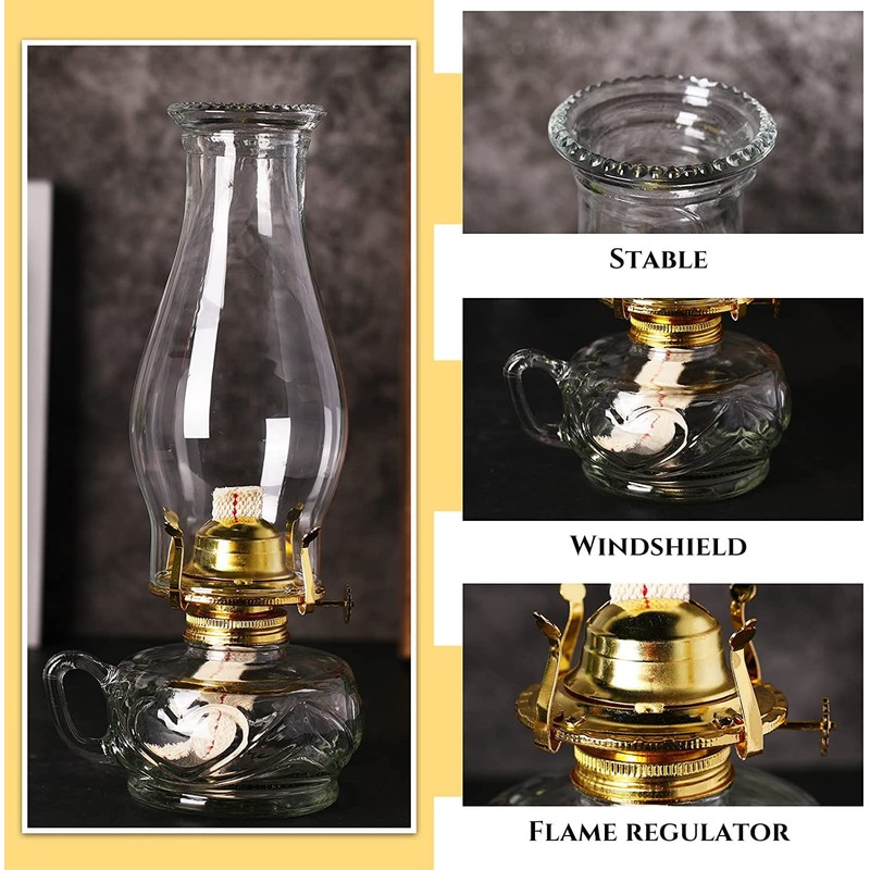 Cywinfow Lantern Kerosene Lamp Vintage Kerosene Lamp L392G (Green-Gold)