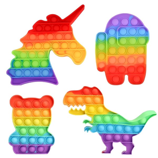 4 Pieces Pop It Fidget Toy, Anti-Stress Toy, Push It