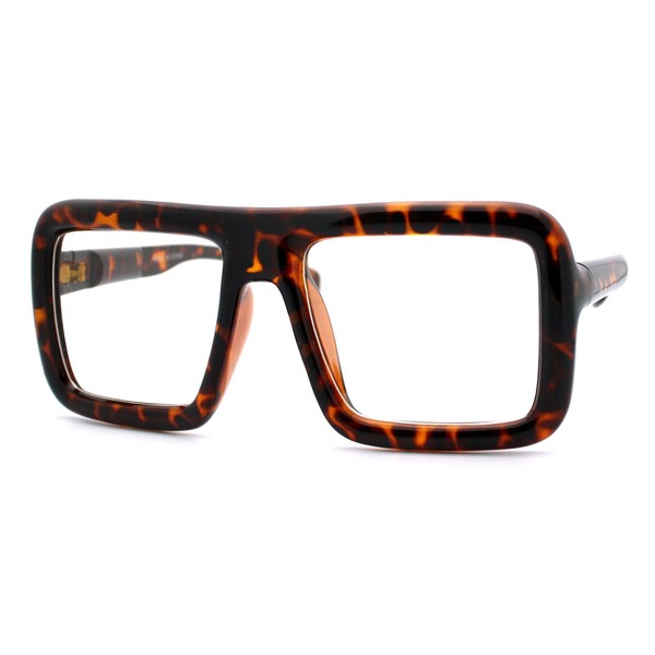 PASTL - anteojos cuadradas gruesas y transparentes con montura de lentes supergrandes, Carey, Talla unica