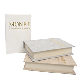 DECOR4SEASON Decorative Book Boxes Set of 3, Contemporary Faux PU Leather and Wooden Storage Boxes for Home Decor, Coffee Table and Bookshelf Decor