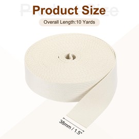 sourcing map 10 Yards Nylon Webbing Strap, 1 3/8-inch(38mm) Flat Webbing Straps Nylon Heavy Duty Webbing Strap for Luggage Strap Backpack Repairing DIY Crafting, Cream
