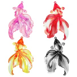 COLIGREE 16pcs Goldfish Filigree Charms Multicolor Hollow Koi Pendants Colorful DIY Accessories for Jewelry Making Hanging Decorations Bookmarks Scrapbook Adornment
