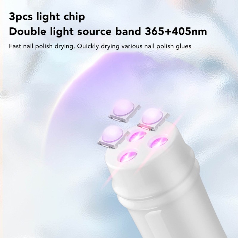 Mini Nail Curing Lamp 3pcs Light Chips 45s Timing Handheld