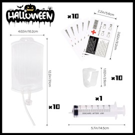 HFMYGS 11 Pcs Blood Bags for Drinks, Halloween Drinking Vessels, Blood Bags for Filling, Blood Donation Bags, Drinks Bags for Halloween Cosplay Zombie Party (350 ml)