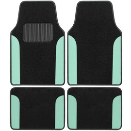 BDK Mint Carpet Car Floor Mats, Two-Tone Faux Leather Automotive Floor Mats, Includes Anti-Slip Features and Built-in Heel Pad, Stylish Floor Mats for Cars Truck Van SUV