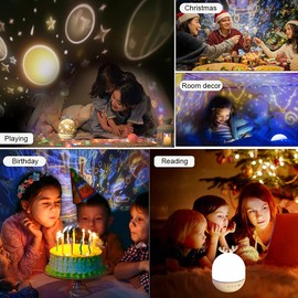 Night Light Projector with Music, Star Light Projecter with Remote Control, 6 Projector Films Baby Nursery Light 360° Rotation Timer Projector Light for Kids Boy Girl Birthday Gift Bedroom/Party Decor