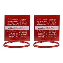 (2-pack) Kabbalah Red String Bracelet - Good Luck Protection Evil Eye Talisman - Waterproof Nylon Adjustable Surfer Bracelet for Men, Women, and Teens - Unisex, Vegan, Red String of Fate, Lightweight