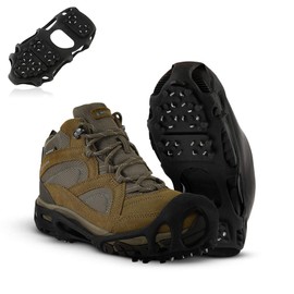LIFE-SPORTS GEAR Grip Ice Cleats for Boots and Shoes, 28 Steel Cleats per Foot for a Great Traction on Ice and Snow with 10 Rubber stabilizers, Easy to Put On and Off