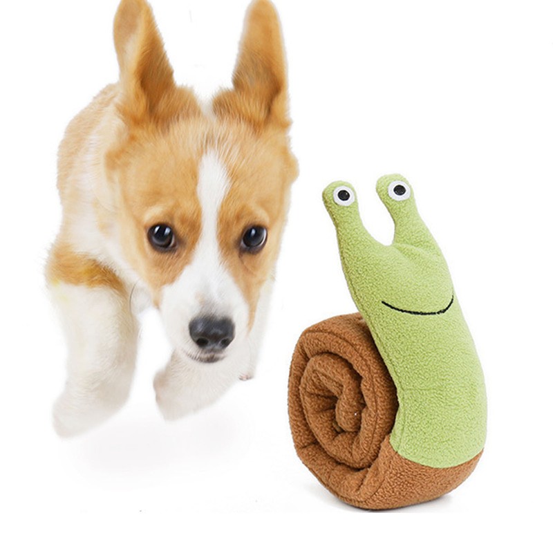 Snail Squeaky Dog Toys Polyester Teething Puzzle Interactive Puppy Chew