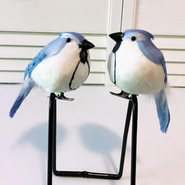 2pcs Realistic Blue Jay Artificial Feathered Birds Clip on Birds Bird Christmas Ornaments for Wreaths Decoration Craft Christmas Tree Decor
