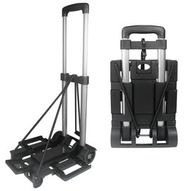APOXCON Folding Hand Truck, 120 lbs Capacity Luggage Cart with 2 Wheels & Adjustable Handle, Foldable Trolley Aluminum Lightweight