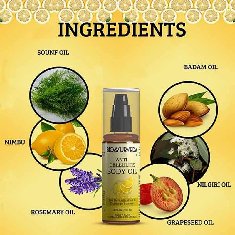  Anti-Cellulite Body Oil for Detoxification and Drainage Support, 60ml,