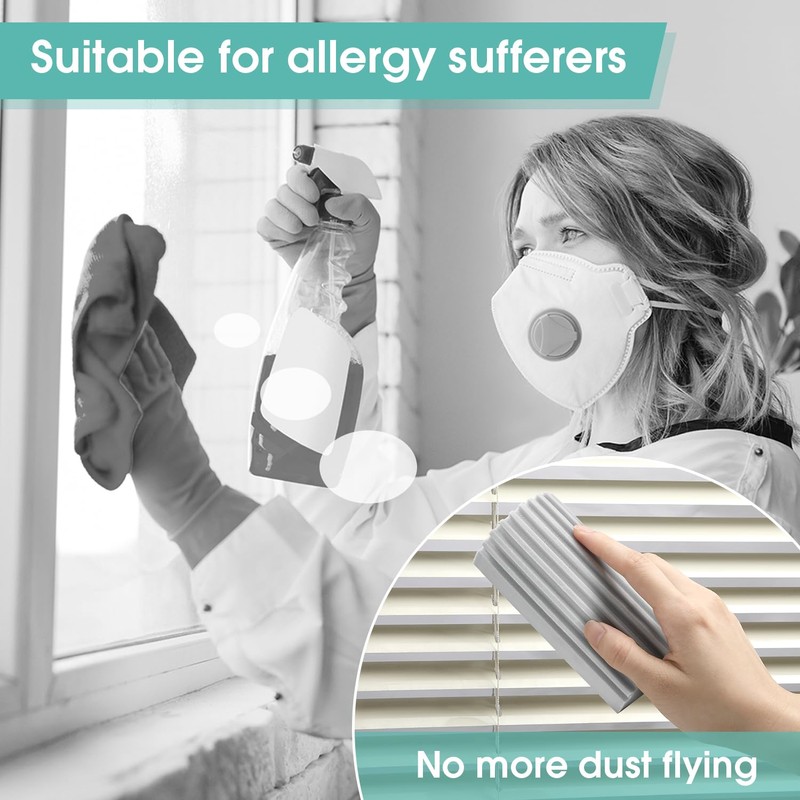 6 Pack Damp Dusting Sponge Duster, Grey Dust Cleaning Sponge,