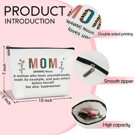 HUQIL Mom Definition Makeup Bag for Women, Mom Gifts from Daughter Son Appreciation Gifts for Women Mom Mother Mama Birthday Gift Thank Travel Toiletry Cosmetic Bag, Zipper Organizer Pouch -FS371