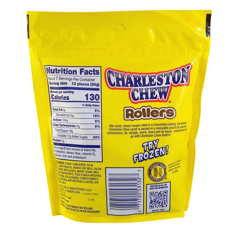 Charleston Chew Rollers Vanilla Snack-To-Go Resealable Bag, 7.6 oz