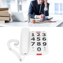 Dpofirs Big Button Phone, Wired Big Button Landline Phone for Elderly, Amplified Phones for Hearing Impaired Seniors, Corded Standard Phone with Super Loud Ringtones
