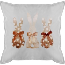 Cushion 50 x 50 cm - Rabbit - Cute Rabbit Trio Bunny Band Happy Rabbit Group Rabbit Family Easter Bunny Easter Party - 50 x 50 cm - Grey - Easter Bunny Motif