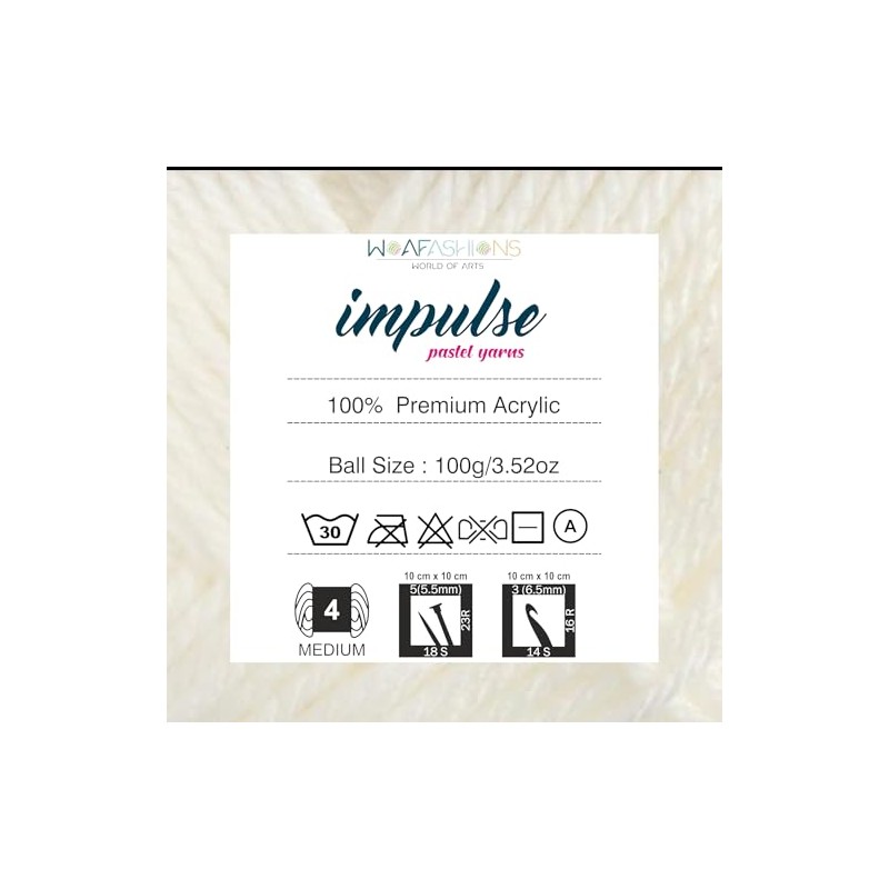 WOAFashions Impulse Hand Knitting & Crochet Yarn (White) (100gms /