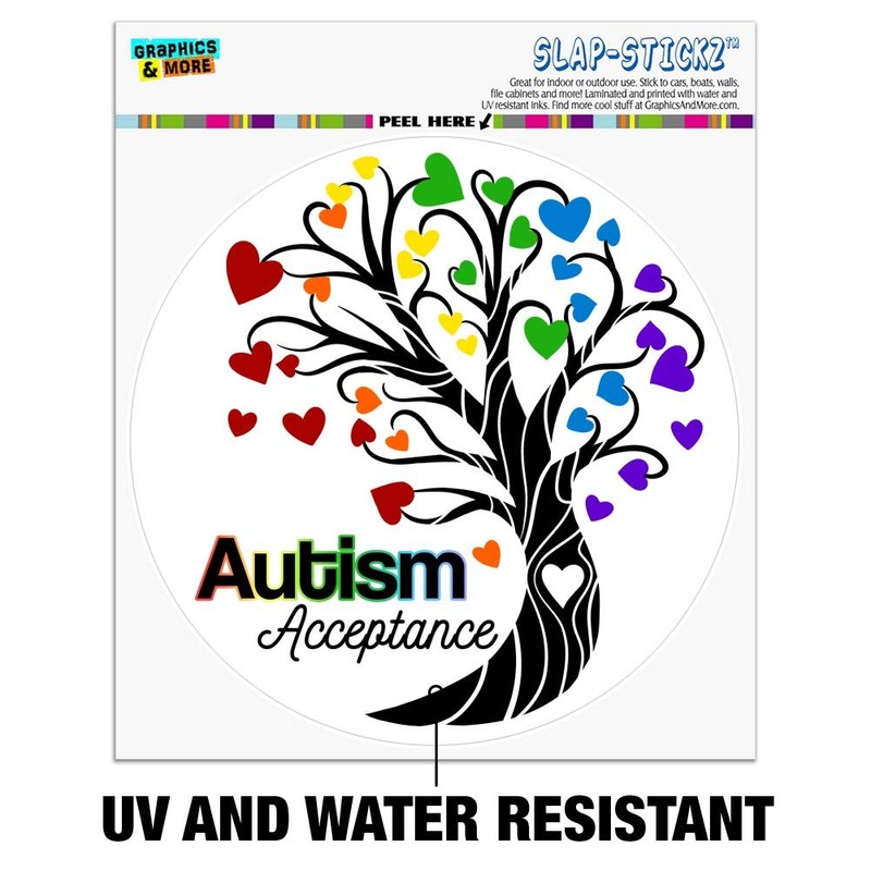 Autism Acceptance Tree of Life with Hearts Automotive Car Window