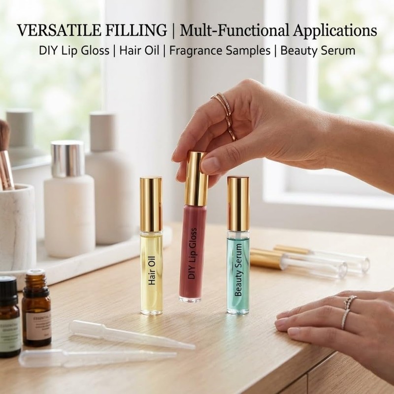 TSUOUKL Pack of 5 10 ml Empty Lip Gloss Tubes